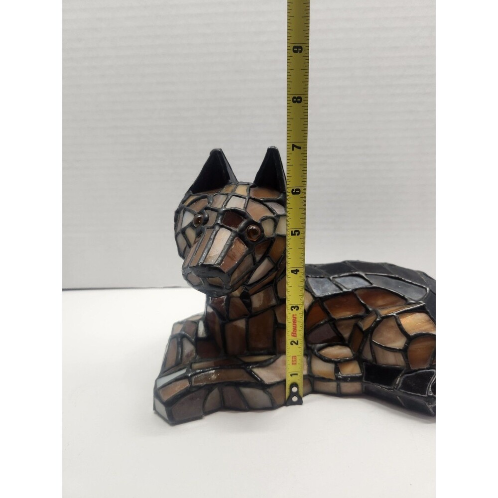 Vintage Meyda 7” Mini Tiffany Shepard Dog  Lamp Decor German Shepherd #17562 - Picture 5 of 12